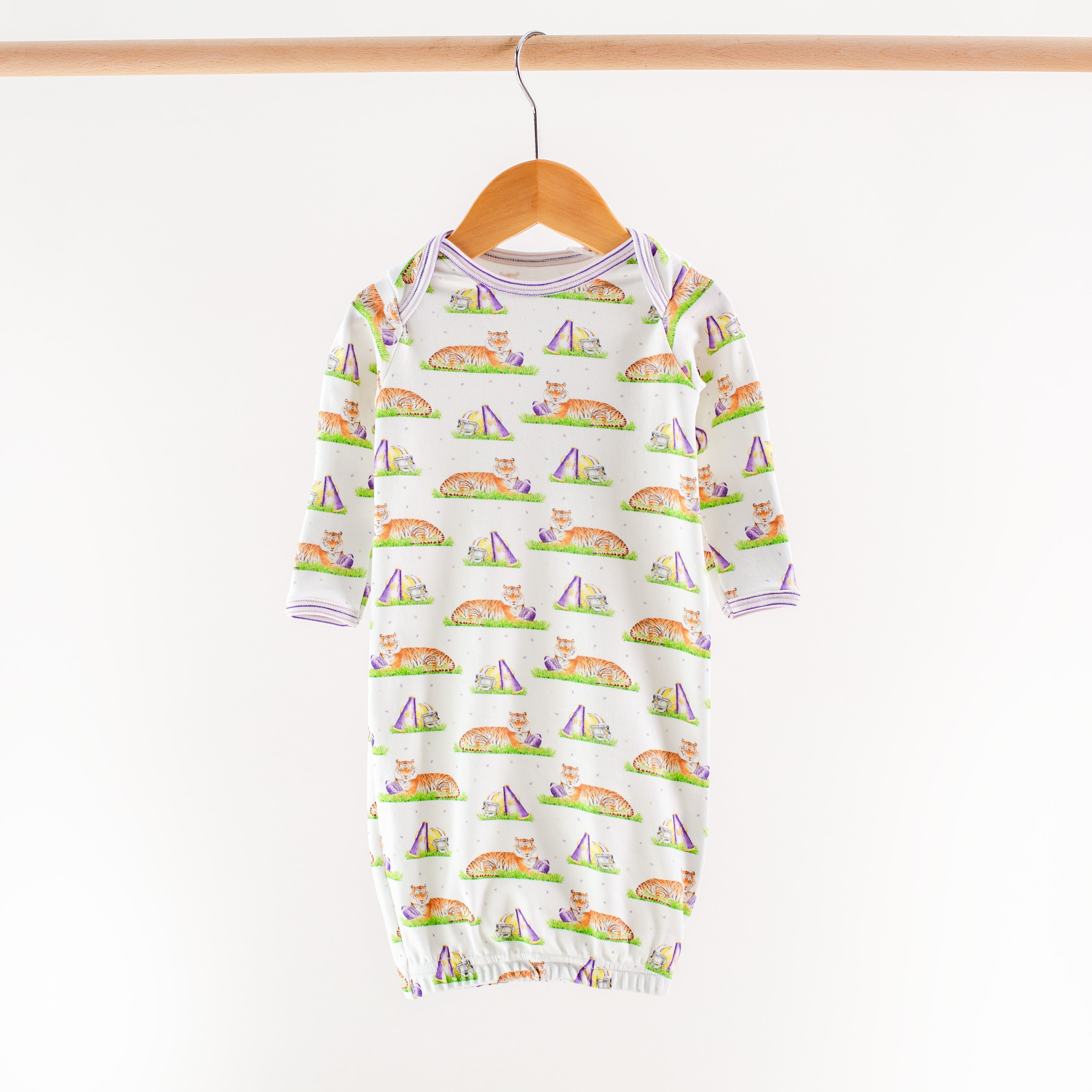 Purple Tiger Mascot Mania Organic Cotton Kids Pajamas