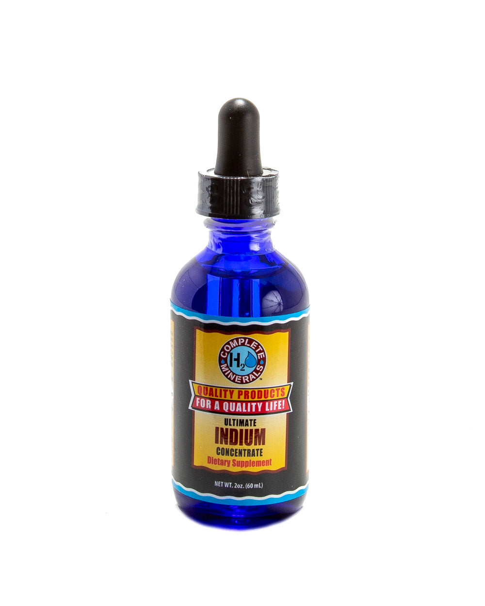 Blue bottle with dropper labeled 'Ultimate Iodine Concentrate' on a white background