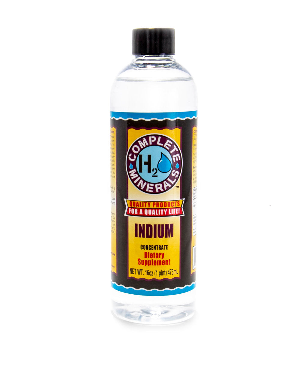 Bottle of Complete Minerals Indium supplement on a white background