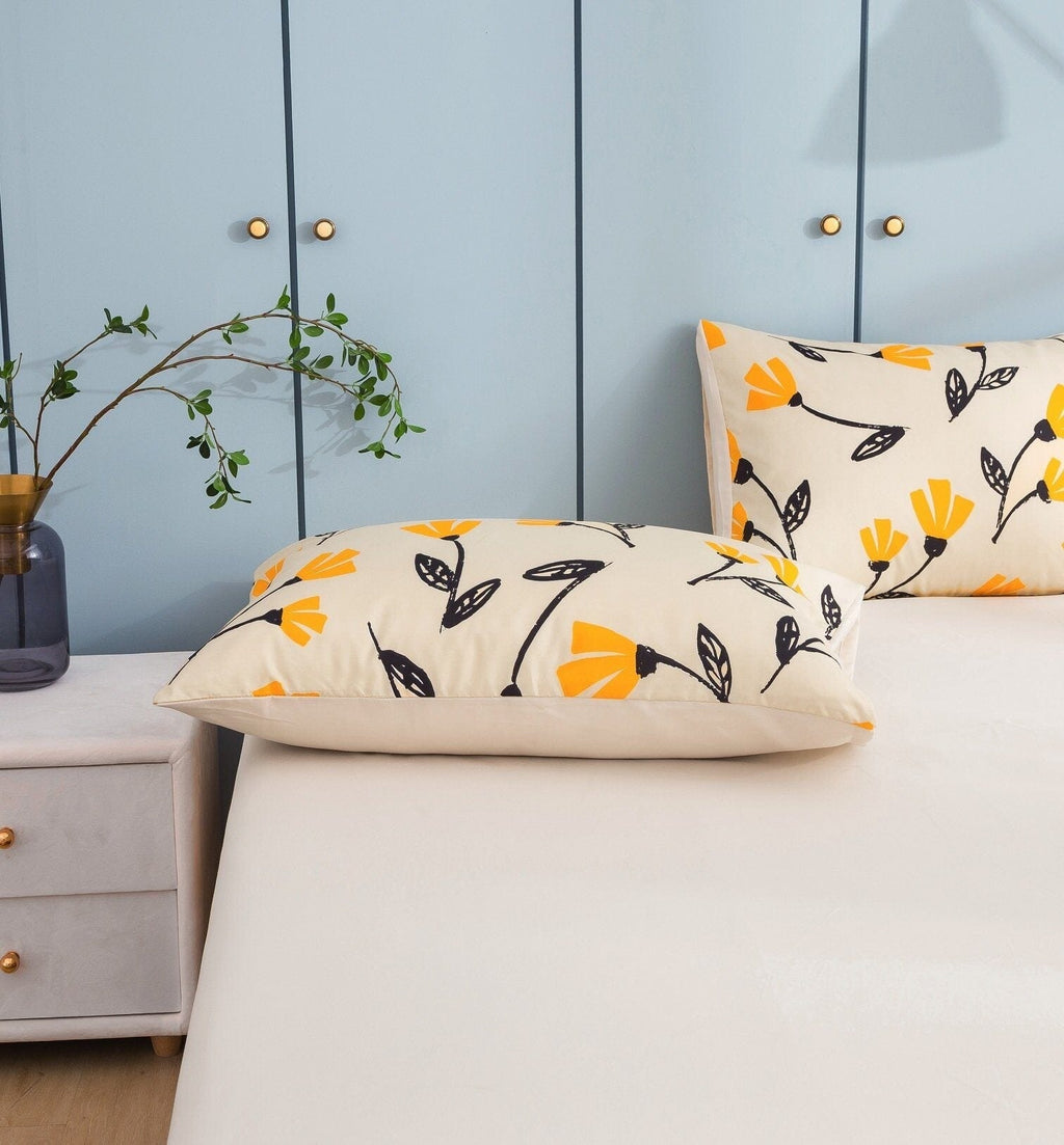 DaDa Bedding Yellow Fleur Floral Bed in a Bag Set - Ivory Botanical