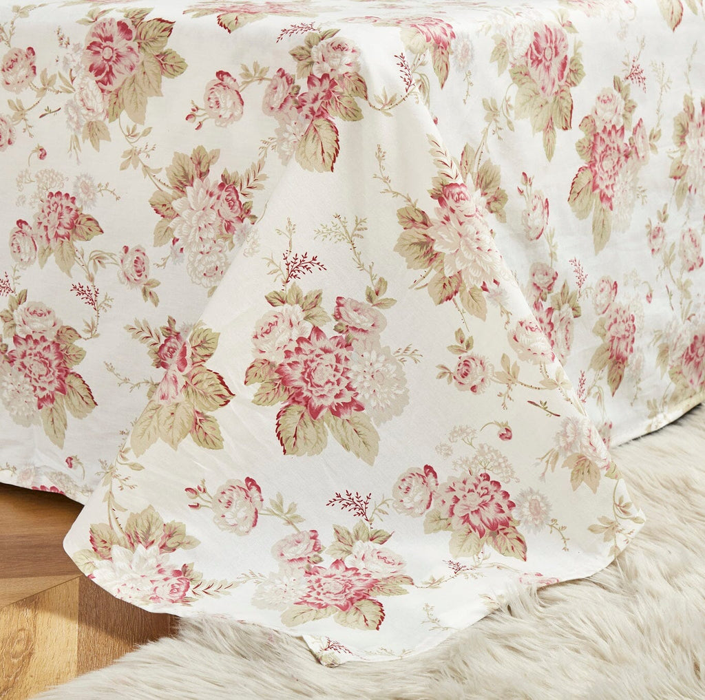 DaDa Bedding Hint of Mint Floral Cotton Flat Sheet Set