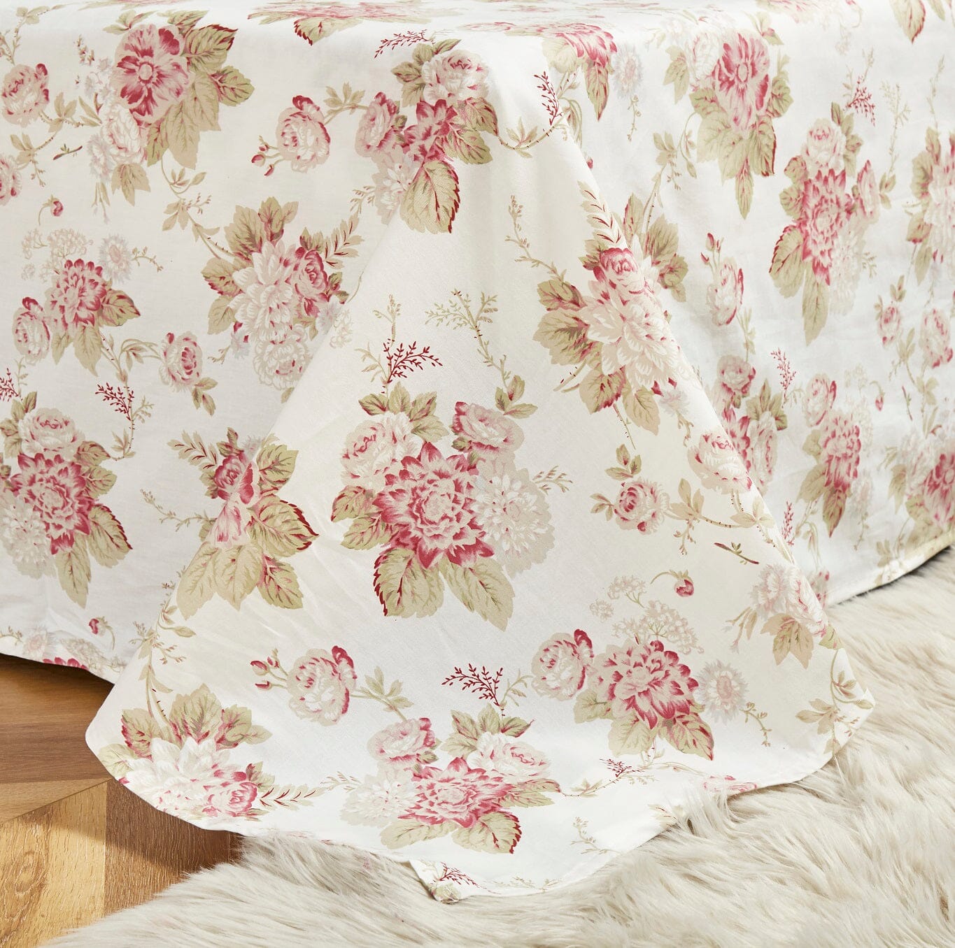 DaDa Bedding Hint of Mint Floral Cotton Flat Sheet Set