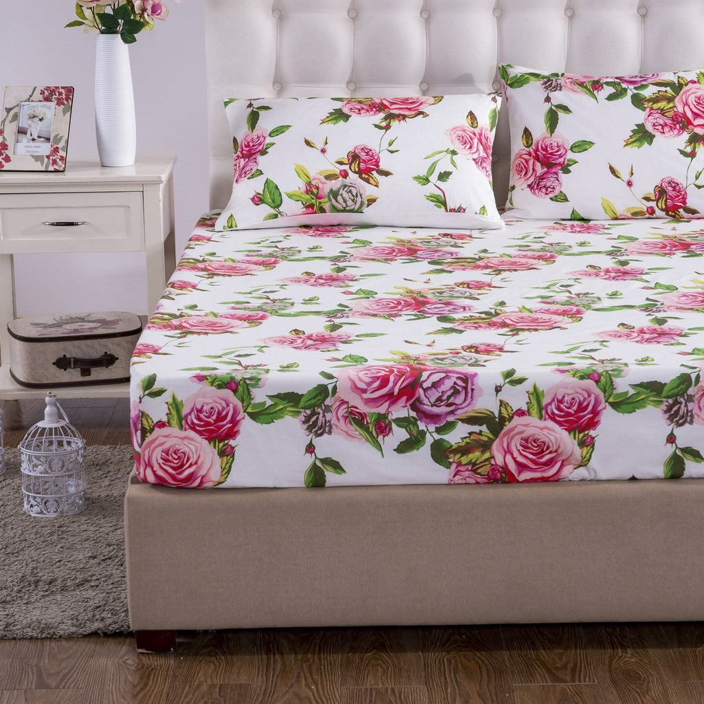 DaDa Bedding Romantic Roses Floral Bed in a Bag Set - Pink Cottage Bedding