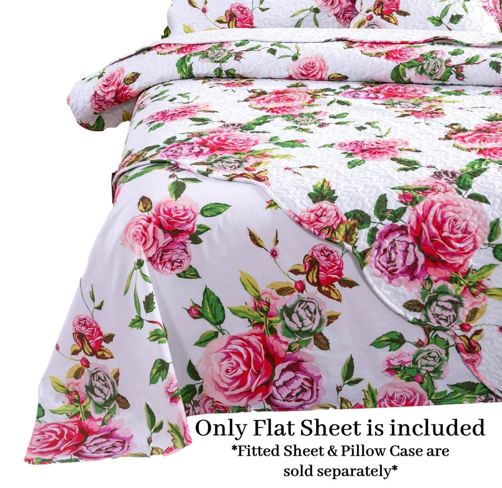 DaDa Bedding Pink Romantic Roses Floral Sheet Set