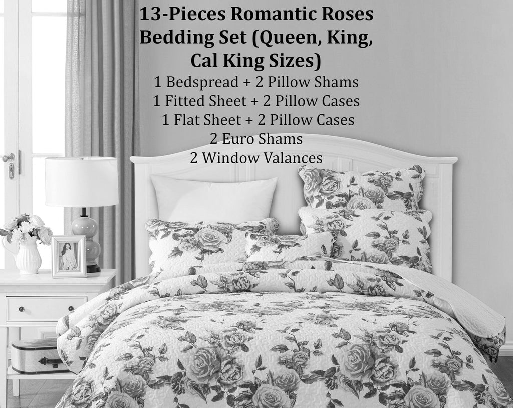 DaDa Bedding Romantic Roses Floral Bed in a Bag Set - Pink Cottage Bedding