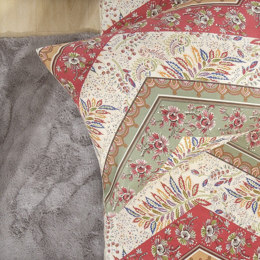 DaDa Bedding Cranberry Sage Floral Flat Sheet Set