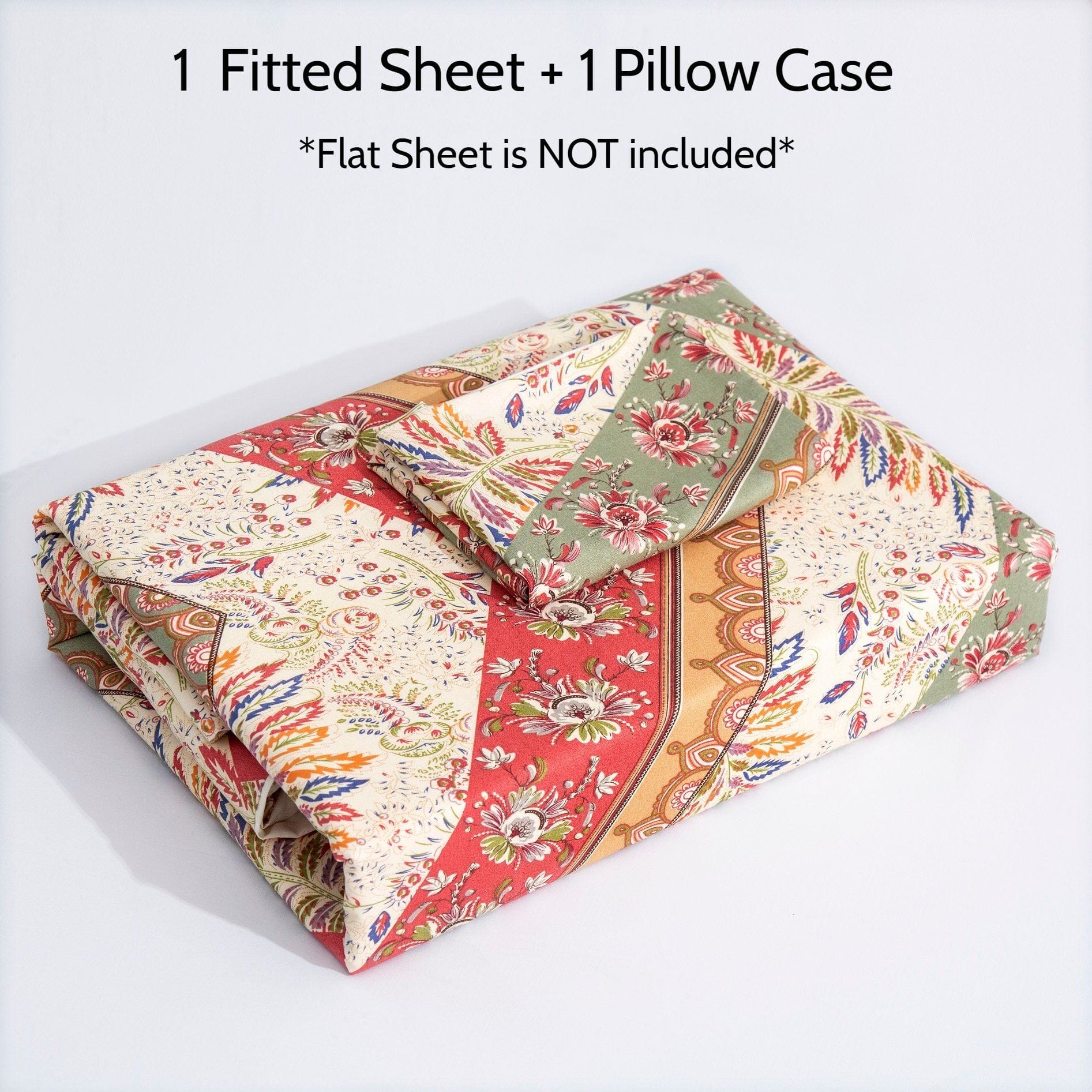 DaDa Bedding Cranberry Sage Floral Fitted Sheet Set