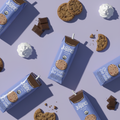 Jubilee's Chocolate Chip Cookie packaging with cookies and cream on a purple background