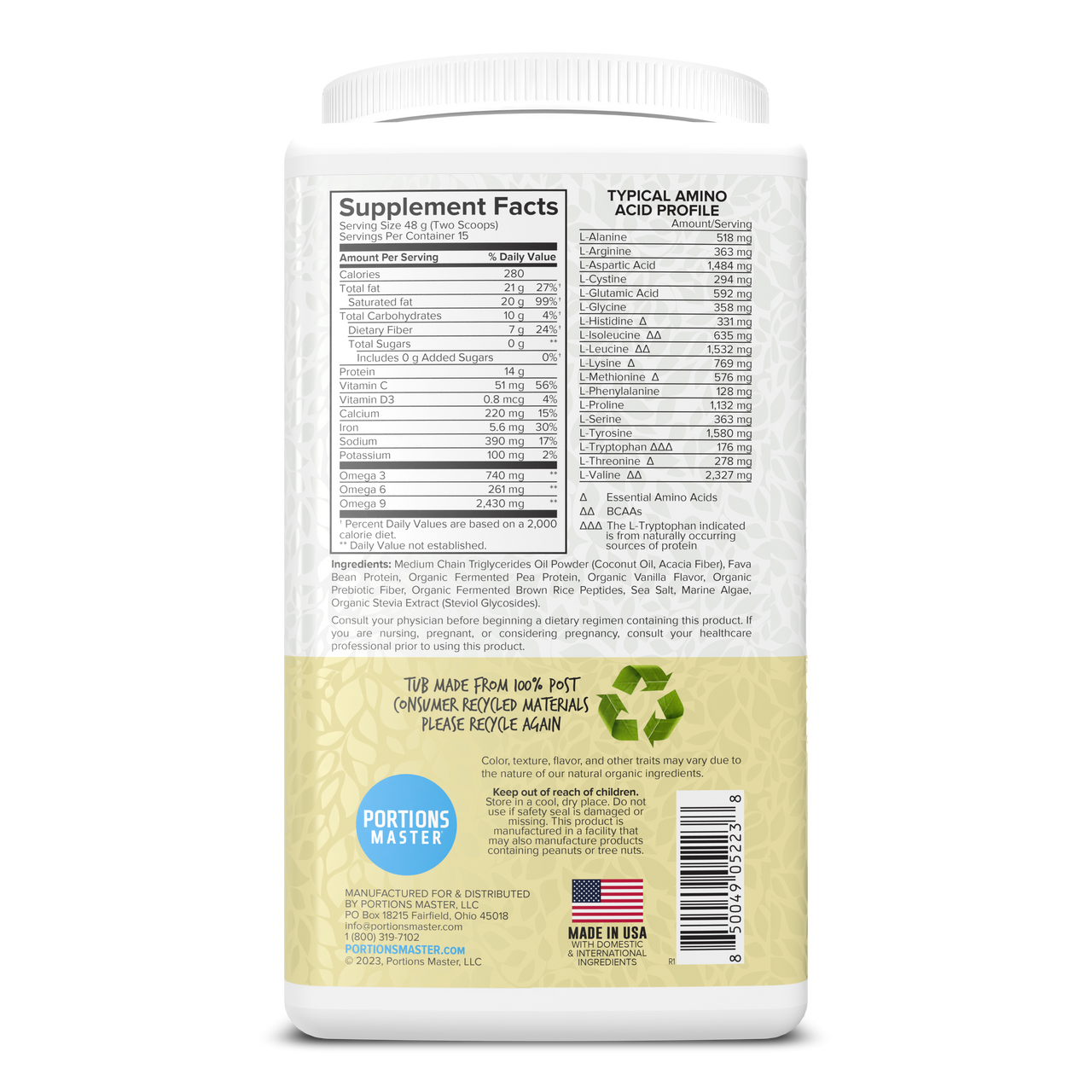 Portions Master Keto Body Protein Peptides Vanilla Cream