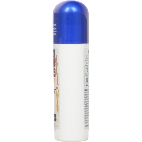 Side view of Kiss My Face Sport Natural Deodorant stick with blue cap on a white background. Aluminum-free, vegan, cruelty-free deodorant, 2.48 oz (70 g).