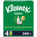 Soft and comforting box of Kleenex Lotion Facial Tissues with Coconut Oil, featuring premium 3-ply tissues designed to help soothe delicate noses during colds, allergies, and everyday use. Moisturizing lotion with coconut oil provides a gentle touch while the durable tissues offer reliable strength for home, office, classroom, or travel.