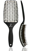 INATEKPRO Curved Vented Boar Bristle Detangler Brush - WHITE | LARGE