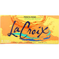 LaCroix peach-pear sparkling water packaging on a white background. LA CROIX: Peach Pear Sparkling Water 8Pk, 96 fl oz LA CROIX: Passion Fruit Sparkling Water 8 Pack, 96 oz - Contains No Sugar or Sweeteners, Zero Calories and Sodium-Free!