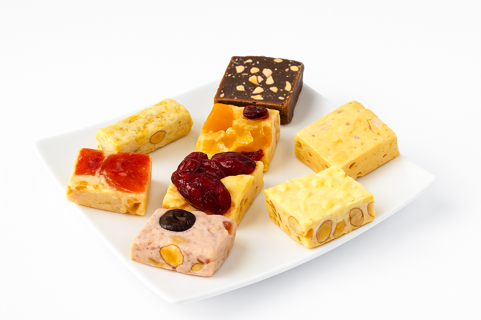 Andy Anand Luxury Italian Nougat Brittle 22 Pieces – Almond, Pistachio, Cherry, Citrus, Imported European Nougat - A Delicious and Traditional Treat - 7 Oz