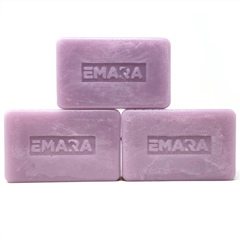 EMARA 3 Pack Lavender Natural Organic Soap Bars – Purple Handmade Lavender Bath & Body Soap for Relaxing Cleansing and Skincare