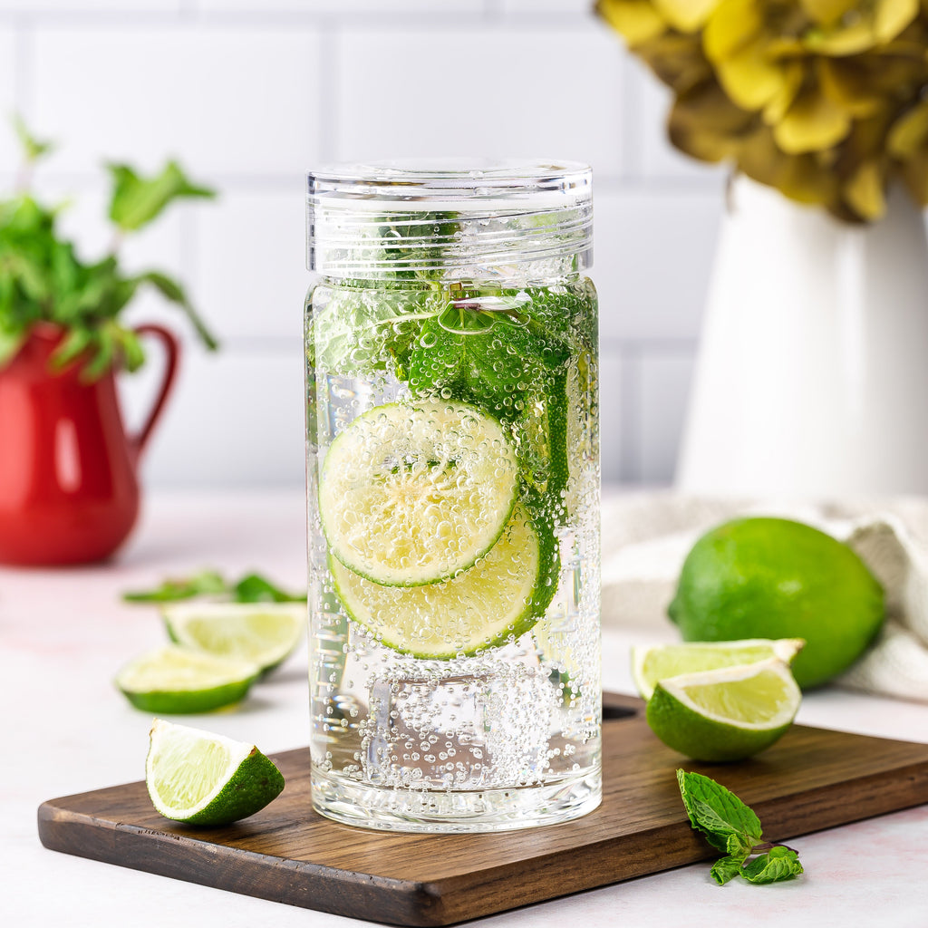 Skinny Series Glass Bottles Set w/ Crystal Clear Lids, 10 oz
