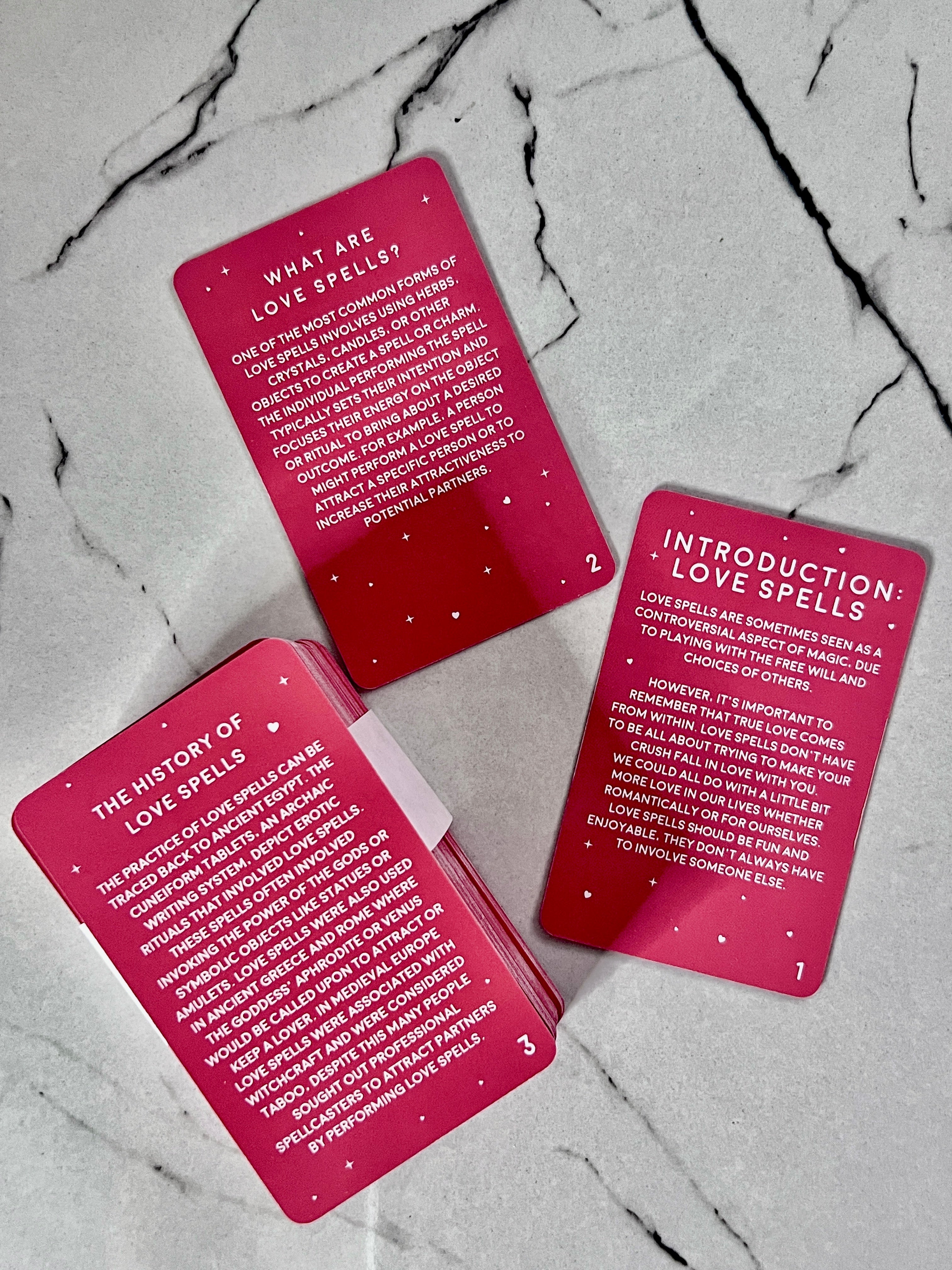 Love Spells ~ Set of 100 Cards with Love Rituals.