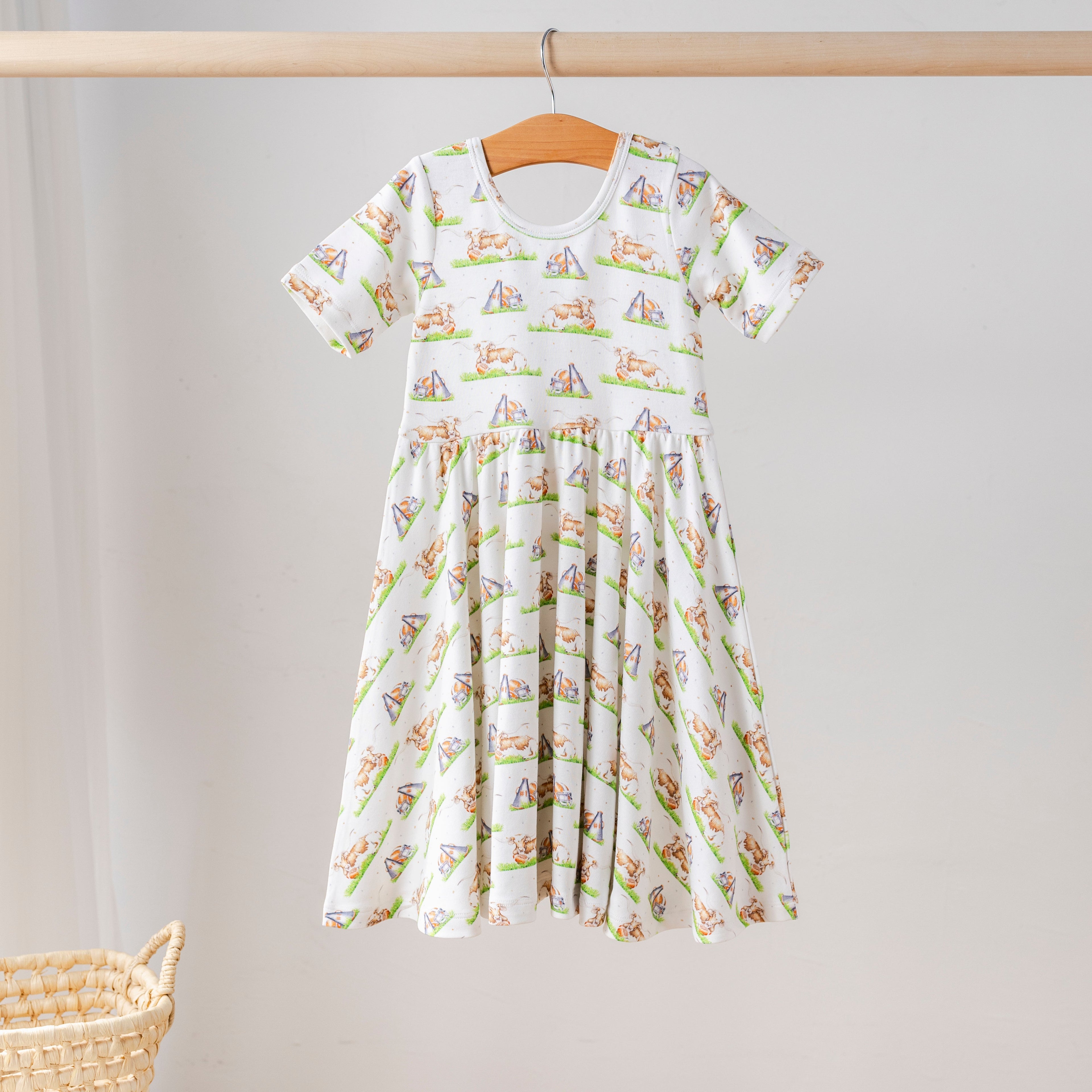 Cattle Mascot Mania Organic Cotton Dress for Kids