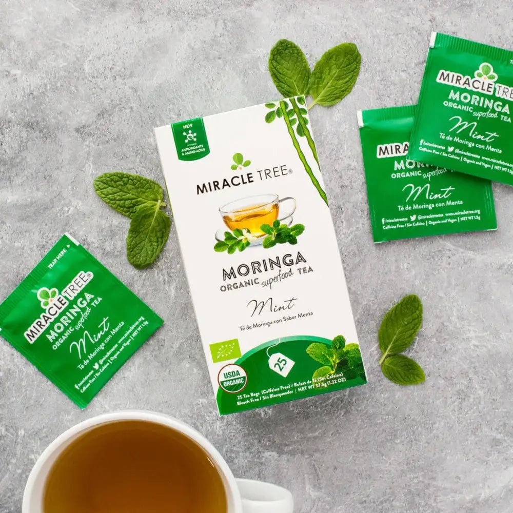 Organic Moringa Tea - Mint - Caffeine-Free Herbal Tea