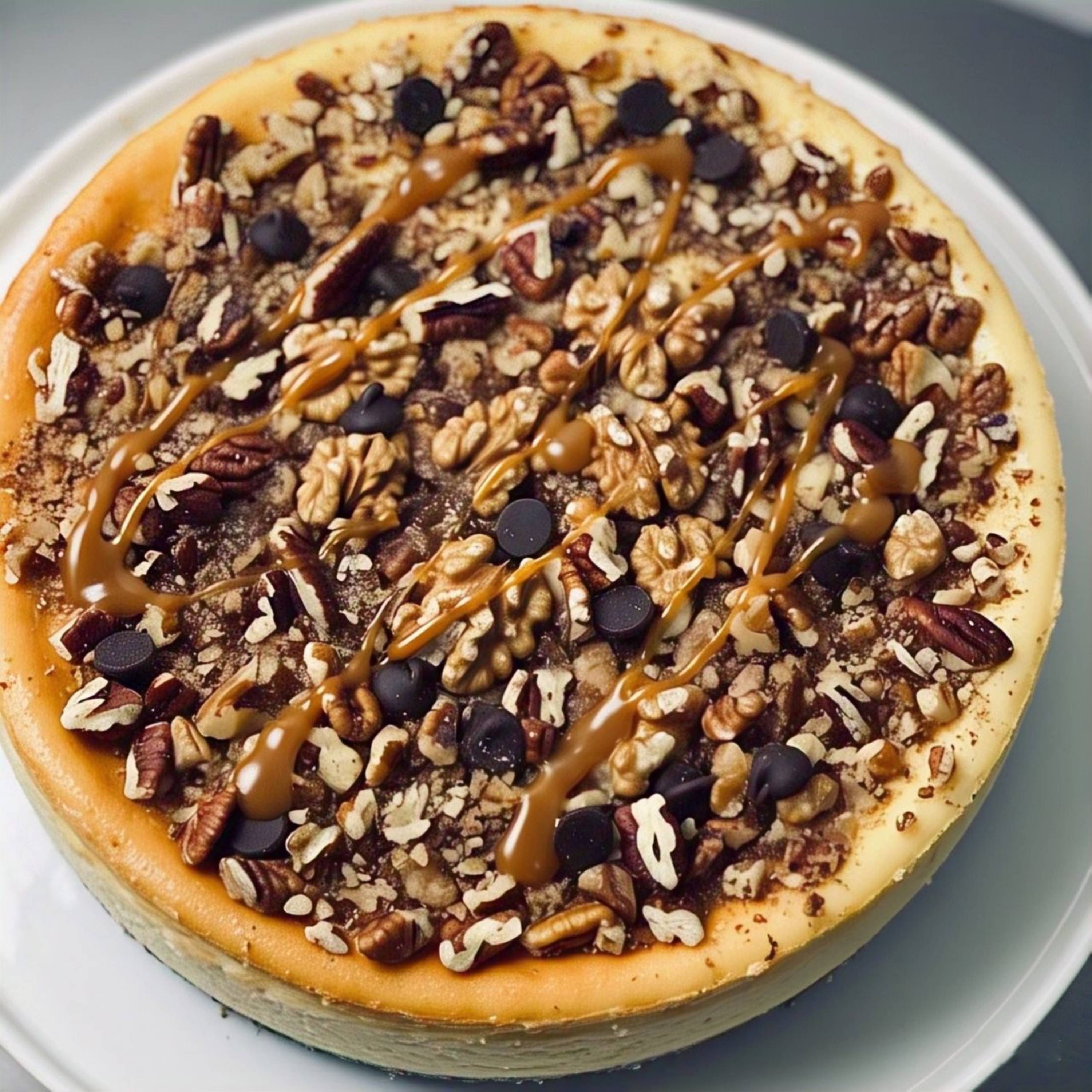 Andy Anand Freshly Baked Turtle Cheesecake 9" with Chocolate Chip & Nuts Irresistible Desserts, Birthday Cheesecake in Ny Style - 2 lbs
