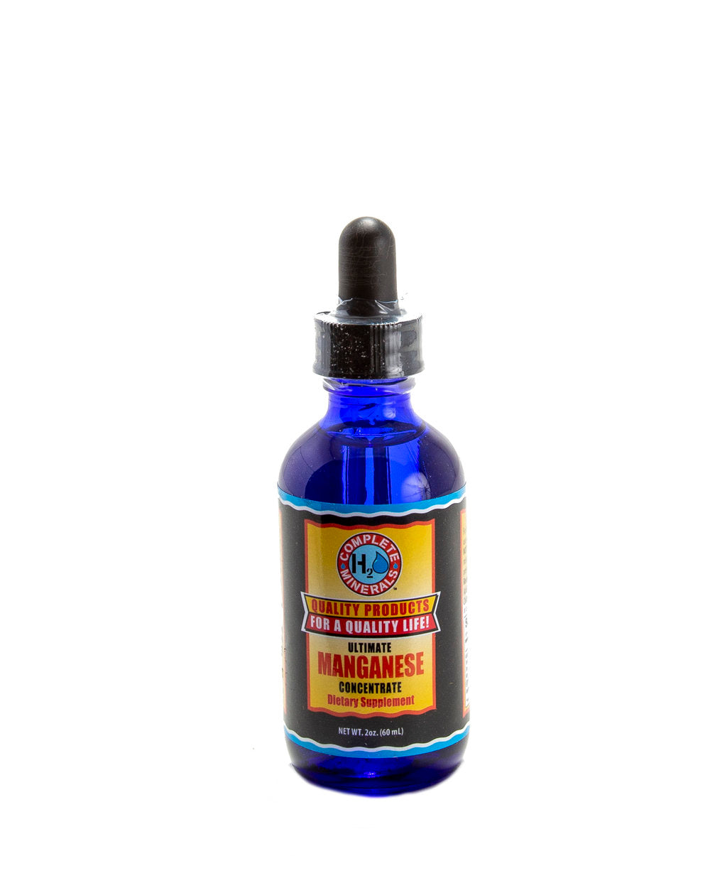 Blue bottle with a dropper labeled 'Ultimate Manganese' on a white background