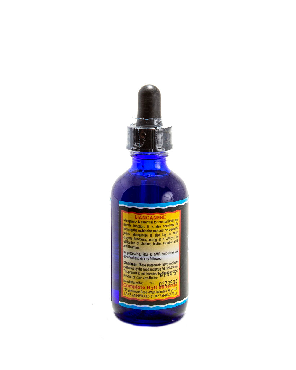 Blue glass bottle with dropper labeled 'Vitamin D3' on a white background