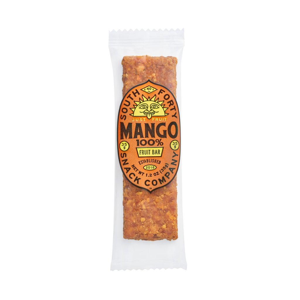 South Forty 100% Mango Fruit Bar in Clear Wrapper – All Natural Dried Mango Snack, Vegan, Gluten-Free, One-Ingredient Tropical Fruit Bar, Healthy On-the-Go Snack, Product of Ghana & Ivory Coast, Transparent Background