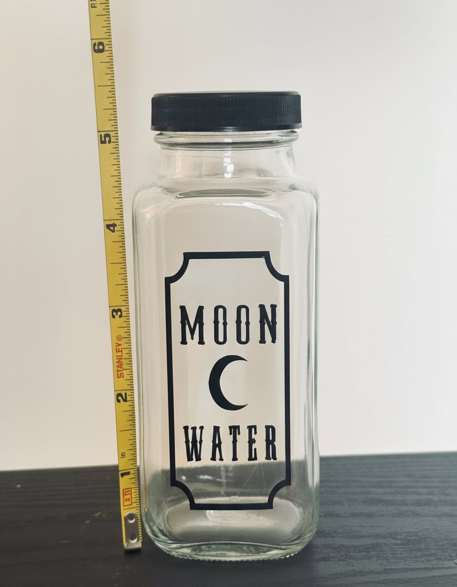 Moon Water Charging Glass Jar 8oz – Necklace Holder – Goth Candles Handmade