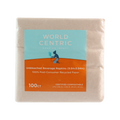 World Centric 5" x 5" Compostable 2-Ply Beverage Napkins – 100% Recycled Paper (QTY 4000), SKU NP-SC-BV