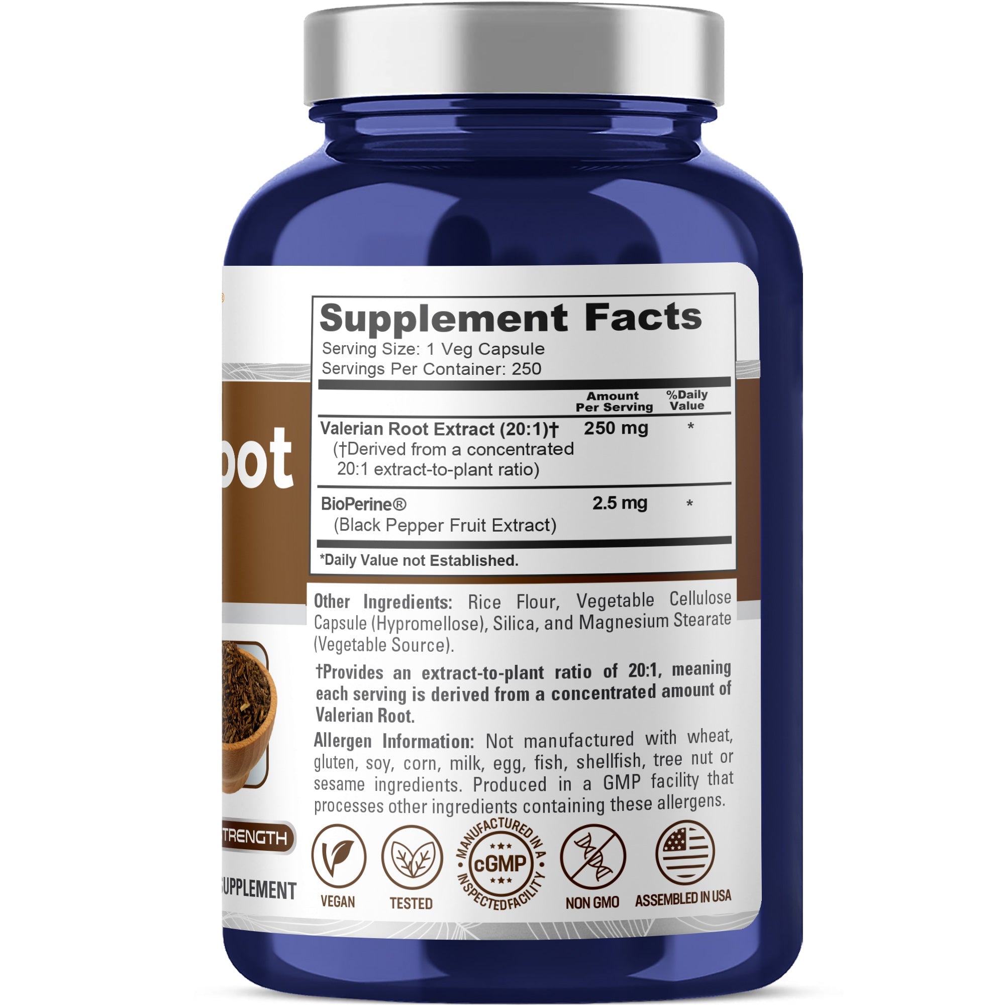 Supplement bottle with label showing 'Supplement Facts' on a white background