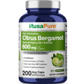 NusaPure Citrus Bergamot Capsules 600mg, 200 Capsules - 25:1 Bergamot Extract - 200 Servings, Bioperine, Vegan, Non-GMO