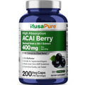 NusaPure Acai Berry, 400 mg, 200 Veg Capsules (Non-GMO, Vegan)