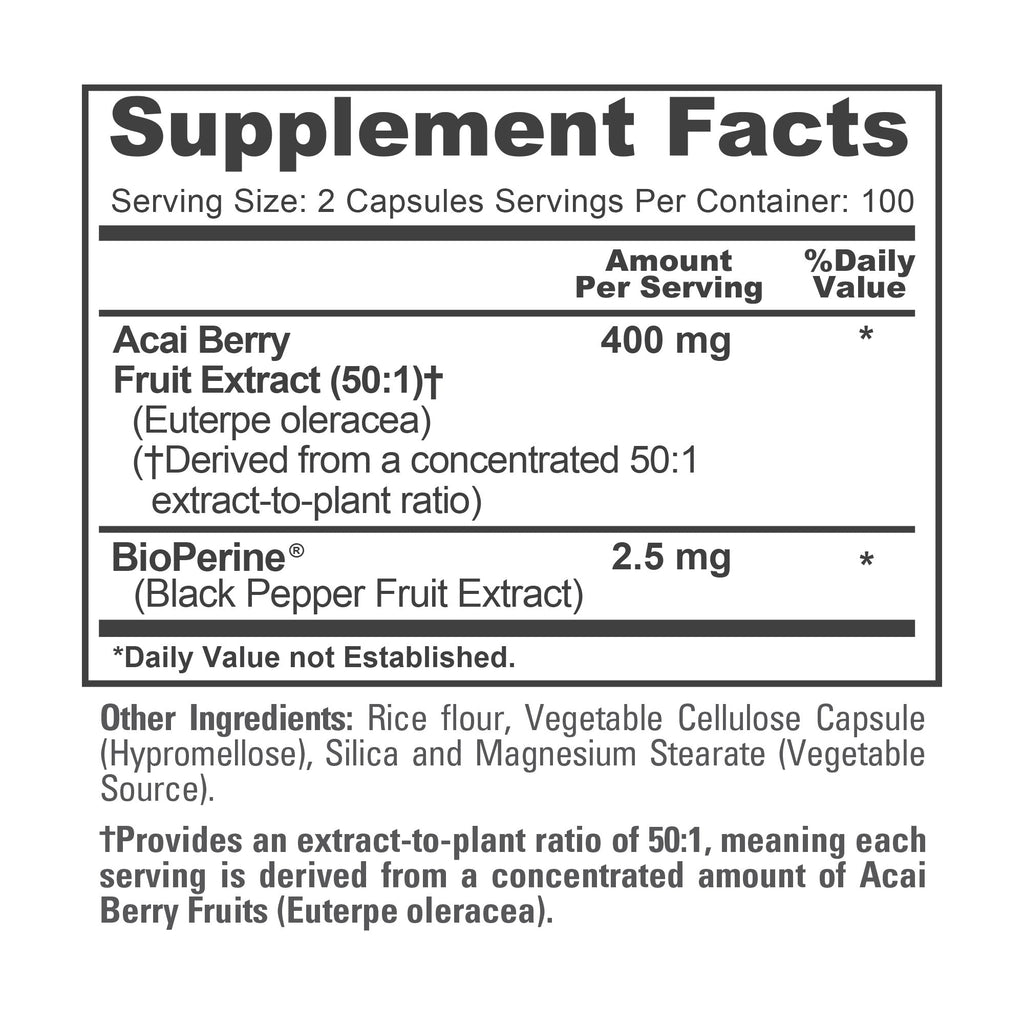 NusaPure Acai Berry, 400 mg, 200 Veg Capsules (Non-GMO, Vegan)