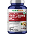 Red Korean Panax Ginseng, Non-GMO, Vegan, 450mg, 180 Vcaps - 180 Servings