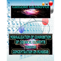 A book cover for 'Normalization of Composition of Chemical Elements Through Concentration on Numbers' by Grigori Grabovoi, featuring a periodic table background, glowing neon text, and abstract cosmic graphics. Normalization of Composition of Chemical Elements Through Concentration on Numbers - Paperback