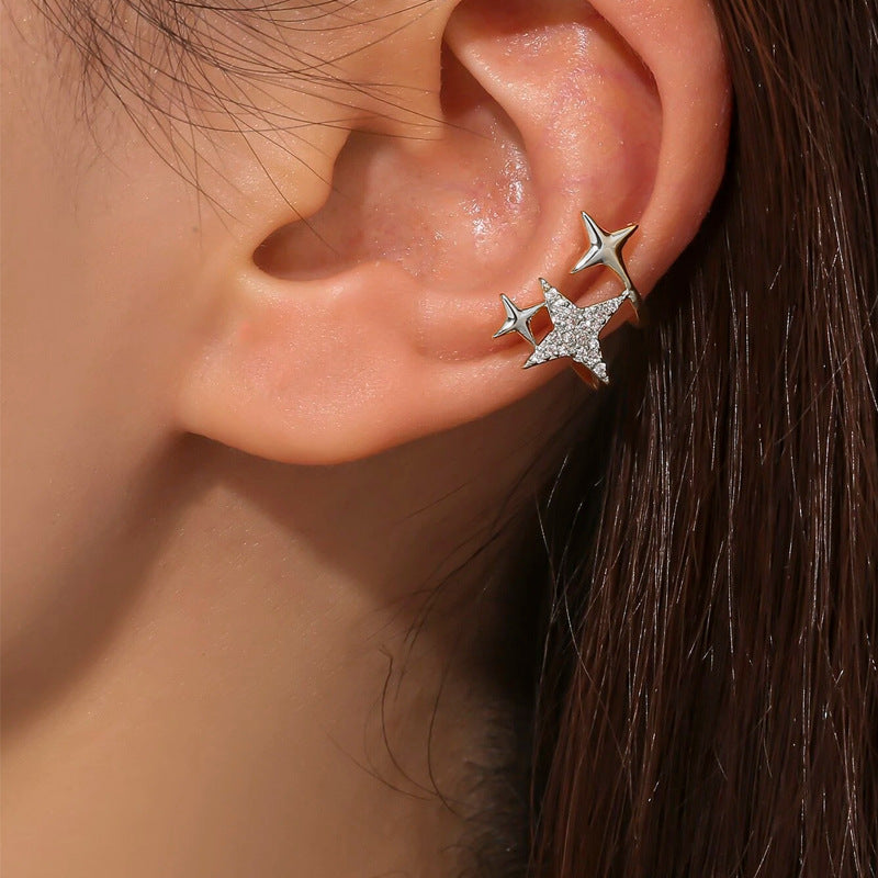 Embedded Star Without Pierced Female Temperament Personality Shining Starry Super Earrings