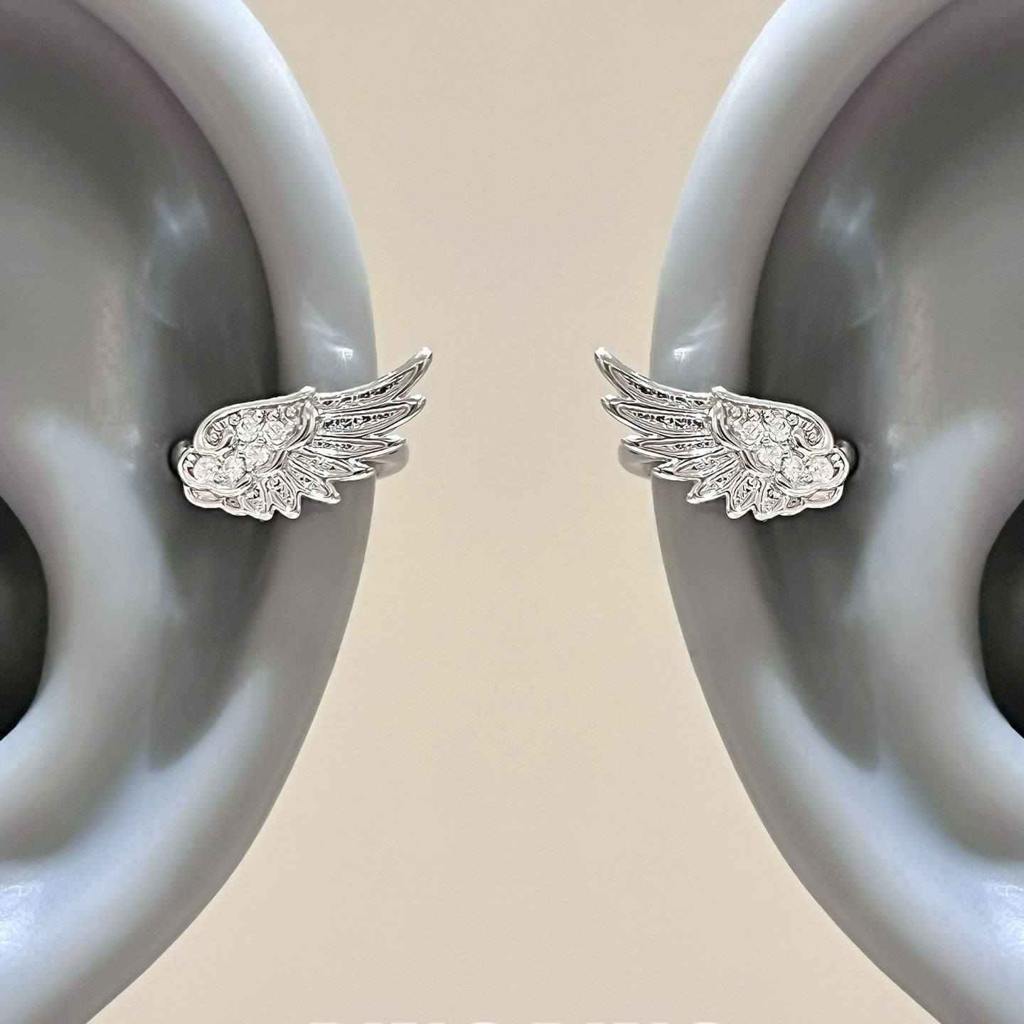 Angel Wings Super Flash Zircon Temperament Wild Without Pierced Niche Rings