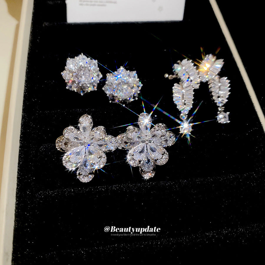 Style Super Flash Zircon Flower Korean Niche Bone Light Luxury Ear Clip
