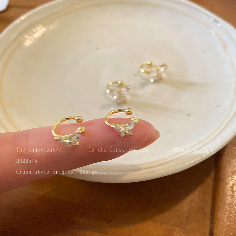 Refined Zircon Butterfly Female Light Luxury Ear Clip