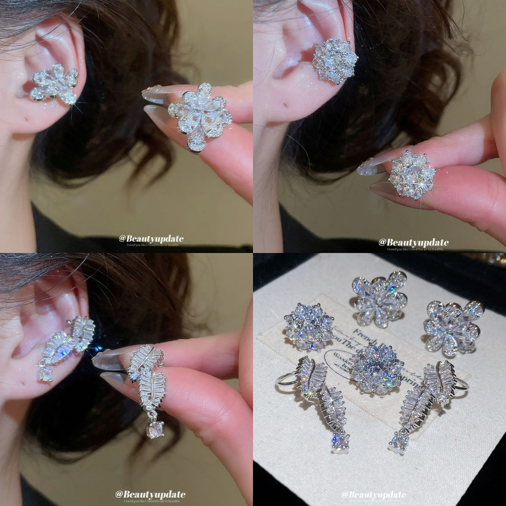 Style Super Flash Zircon Flower Korean Niche Bone Light Luxury Ear Clip