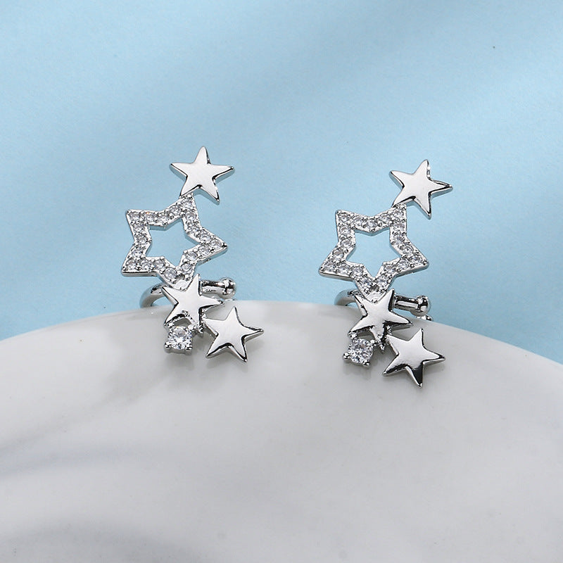 Embedded Star Without Pierced Female Temperament Personality Shining Starry Super Earrings