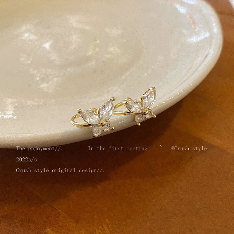 Refined Zircon Butterfly Female Light Luxury Ear Clip