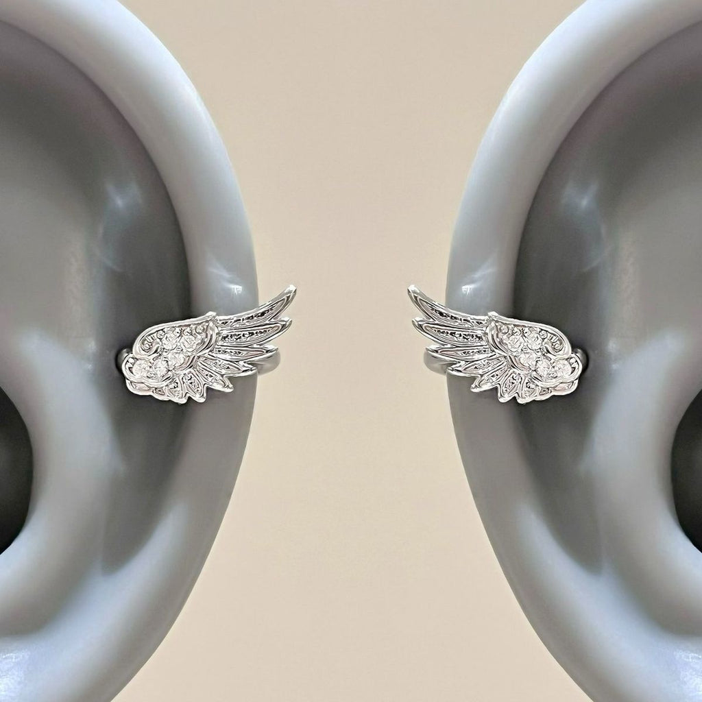 Angel Wings Super Flash Zircon Temperament Wild Without Pierced Niche Rings