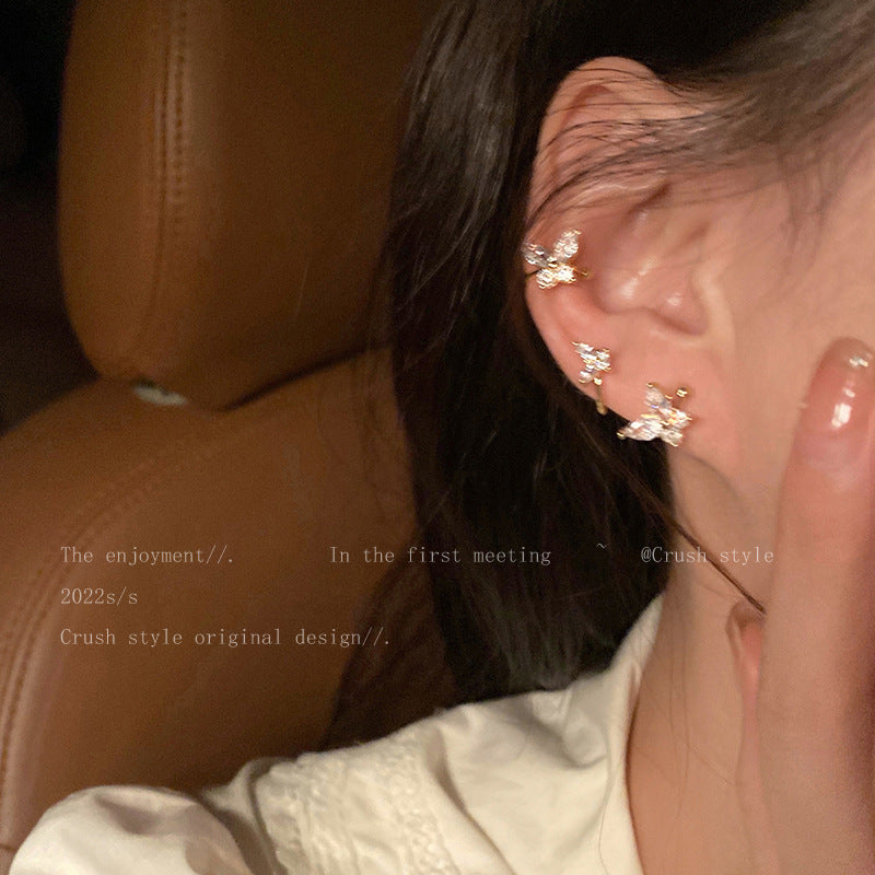 Refined Zircon Butterfly Female Light Luxury Ear Clip