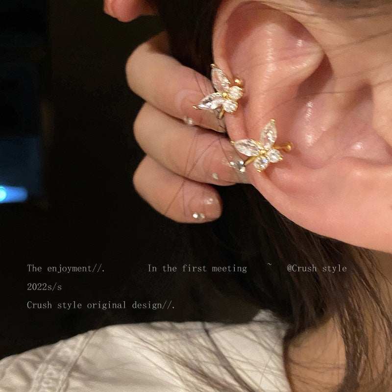 Refined Zircon Butterfly Female Light Luxury Ear Clip