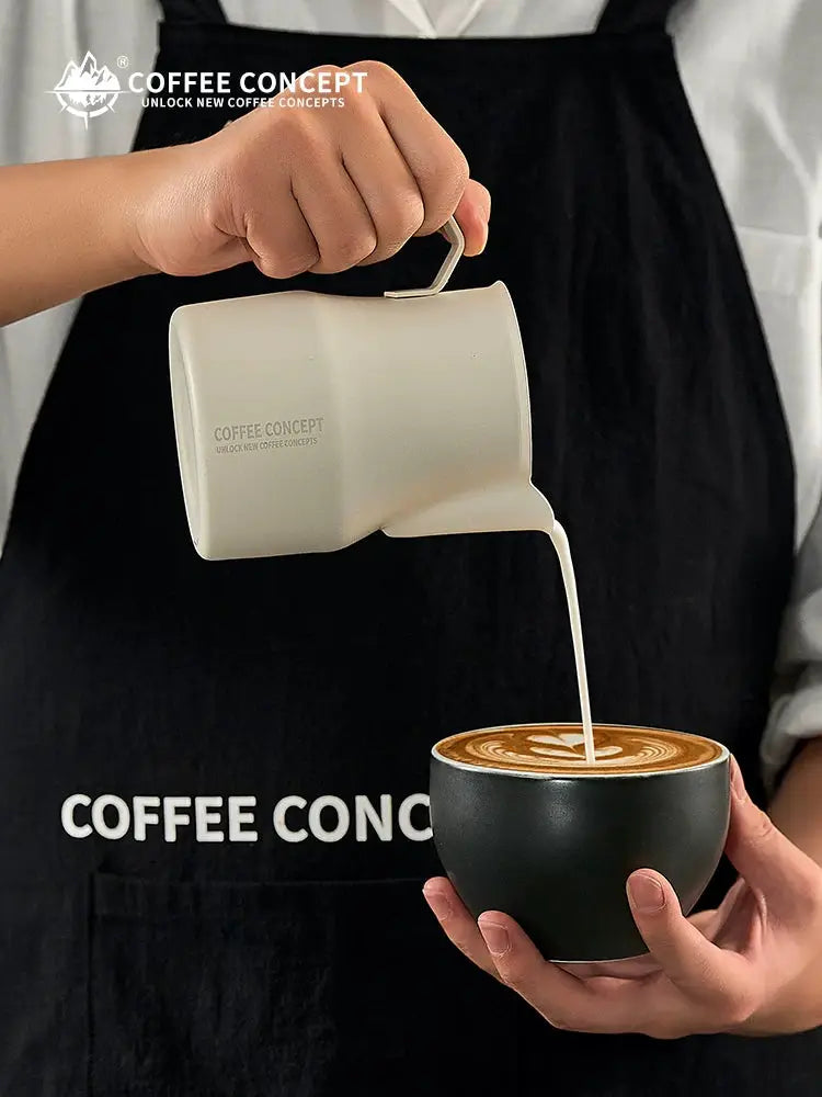 COFFEECONCEPT bell shape stainless steel milk frothing pitcher pouring steamed milk for latte art, cappuccino and espresso, professional barista coffee accessory, 350ml or 500ml steaming jug with precision spout for beginners and home coffee makers