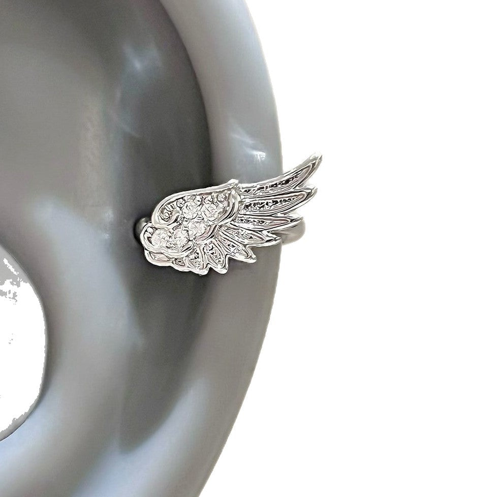 Angel Wings Super Flash Zircon Temperament Wild Without Pierced Niche Rings