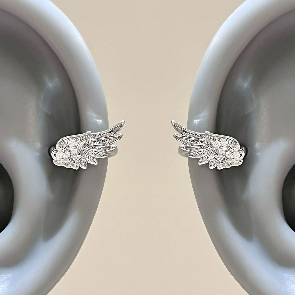 Angel Wings Super Flash Zircon Temperament Wild Without Pierced Niche Rings