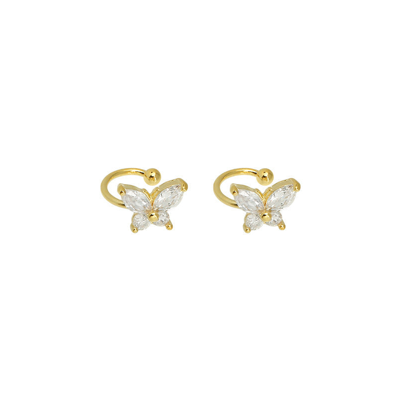Refined Zircon Butterfly Female Light Luxury Ear Clip