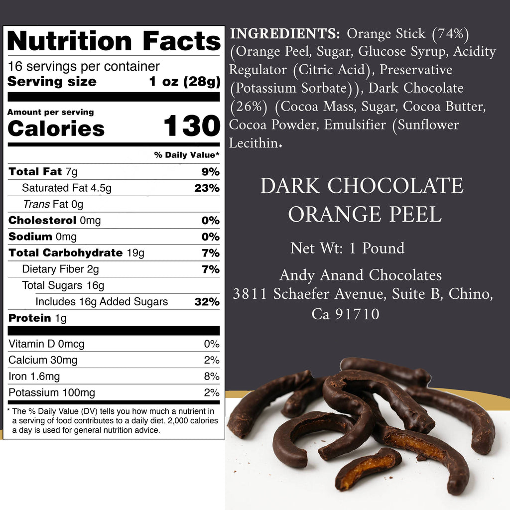 Andy Anand Dark Chocolate Orange Peels Dark Gift Box 1 lb Delicious Decadent